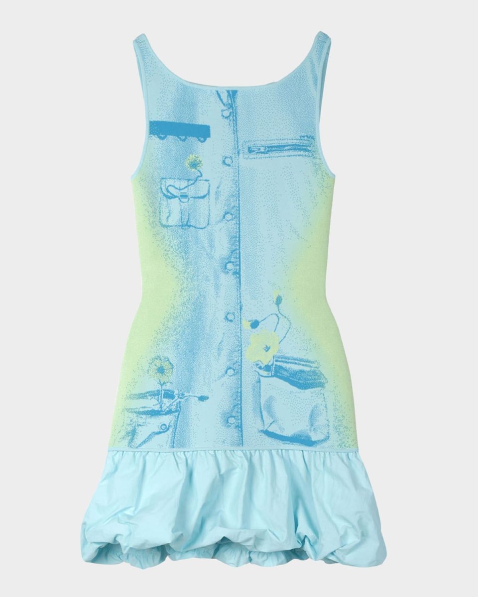 Daphne Reversible Bubble-Hem Mini Dress